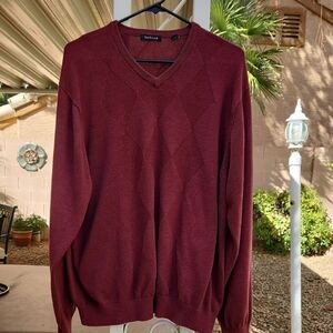 Van Heusen Red V-Neck Sweater Classic Knit Mens XL